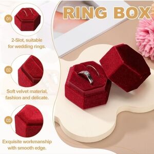 New 2 Red Velvet Jewelry Boxes Ring Box Gift Earrings 2 Slots Engagement Wedding